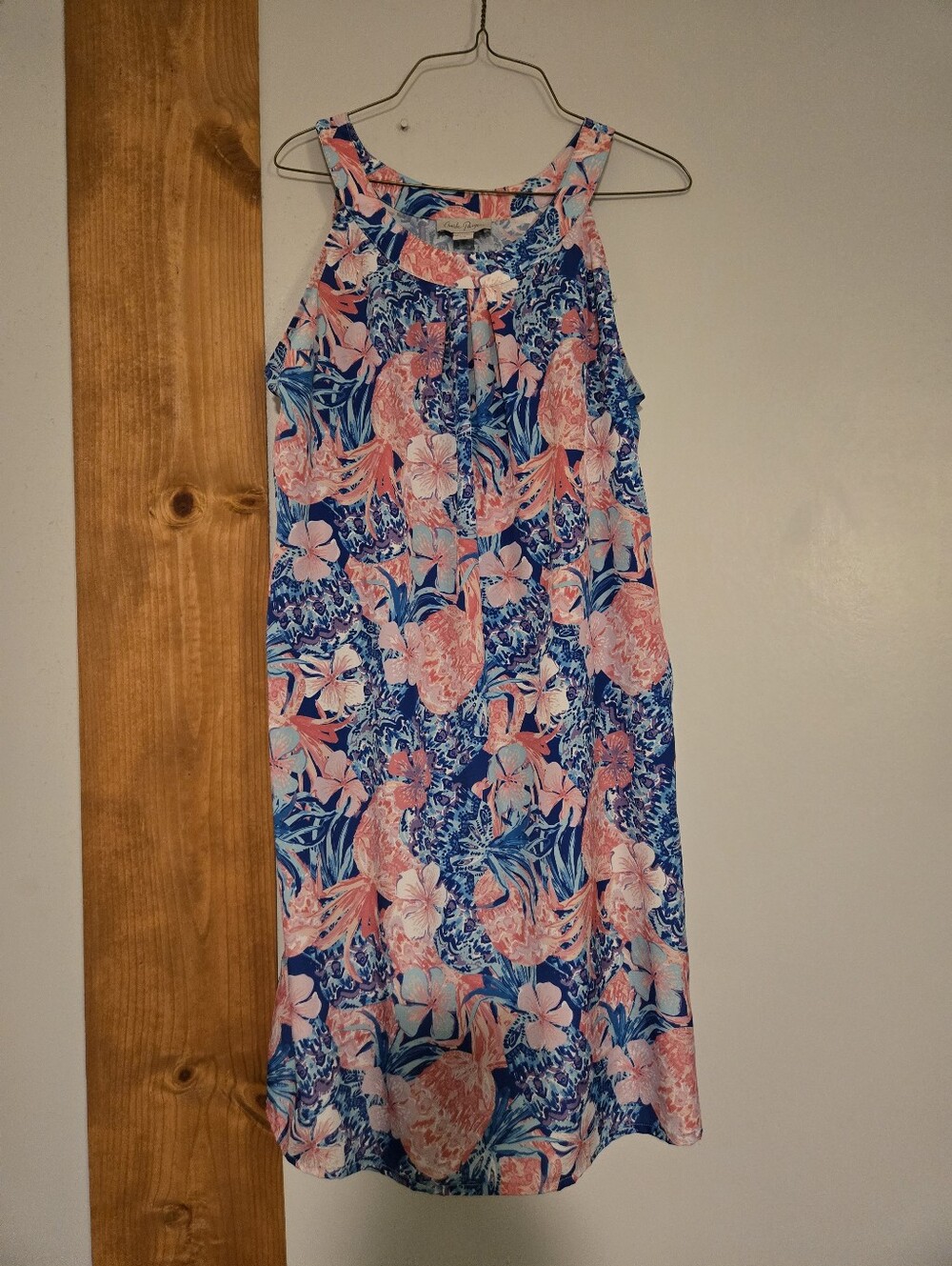 Charlie Paige Blue and Pink Floral Halter Dress